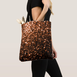 Tote Bag Bronze orange brun brun faux parties scintillant e
