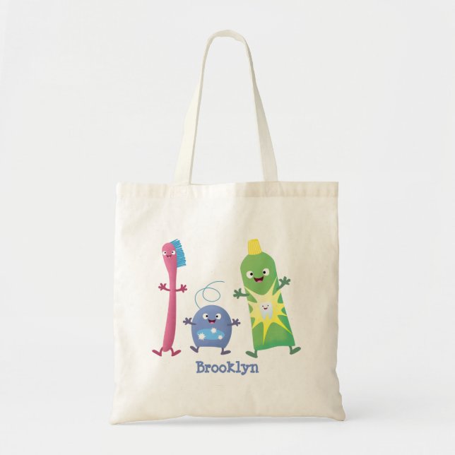 Tote Bag Brosse à dents mignonne dentifrice dentaire soie d (Devant)