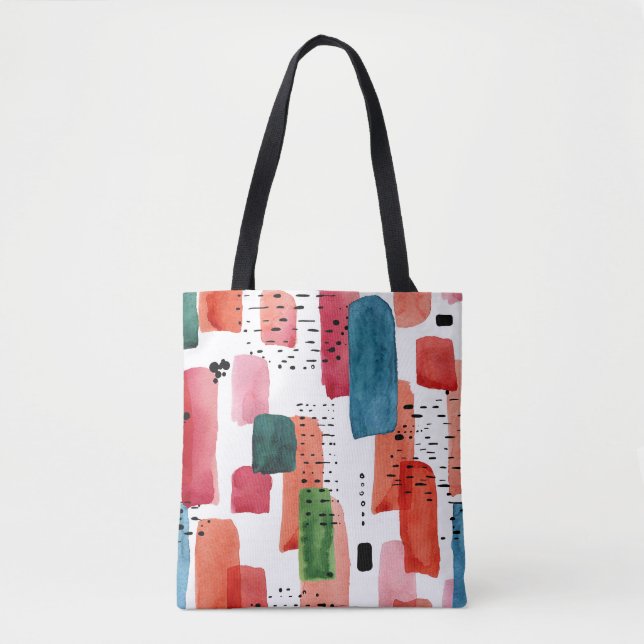 Tote Bag Brosse à Doodle : Bleu orange (Devant)