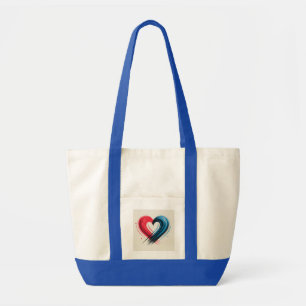 Tote Bag Brosse Coeur - Rouge & Bleu Amour Artistique T-Shi