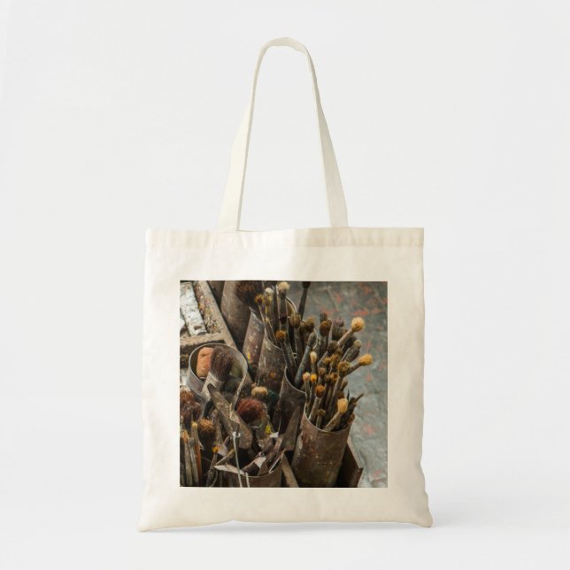 Tote Bag Brosses à peintures d'artistes dans de vieilles bo (Devant)
