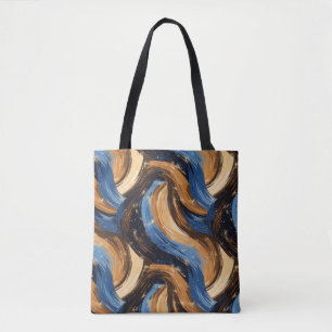 Tote Bag Brosses Abstraites en bleu et Brown