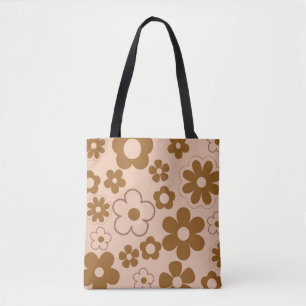 Tote Bag Brown Automne Retro Y2K Hippie Flower Motif