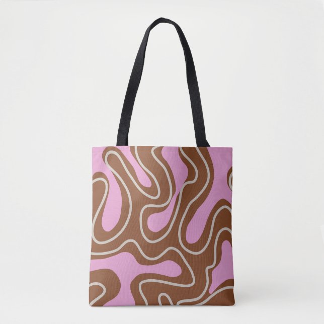Tote Bag Brown Boho en marbre rose Super Motif à liquide (Devant)