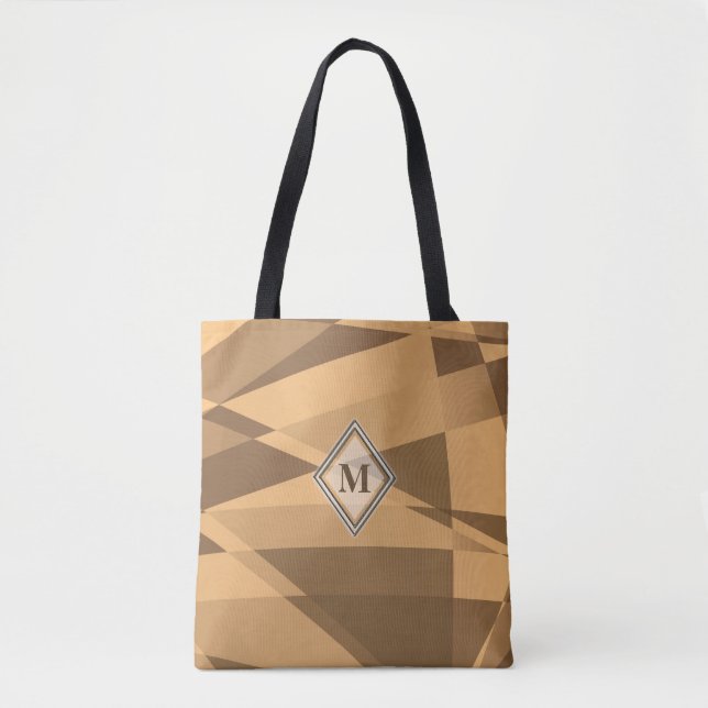 Tote Bag Brown, géométrique orange dynamique (Devant)