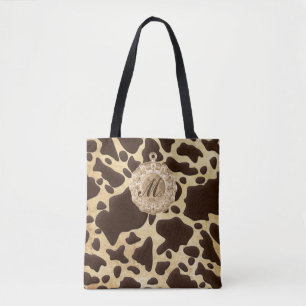 Tote Bag Brown & Or Poster de animal Antique Charme Initial