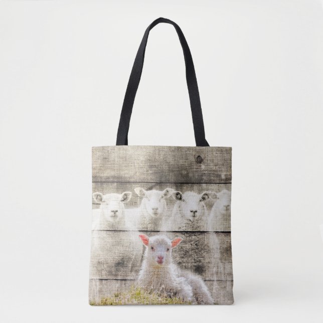 Tote Bag Brûlure d'agneau de bébé à mouton rustique (Devant)