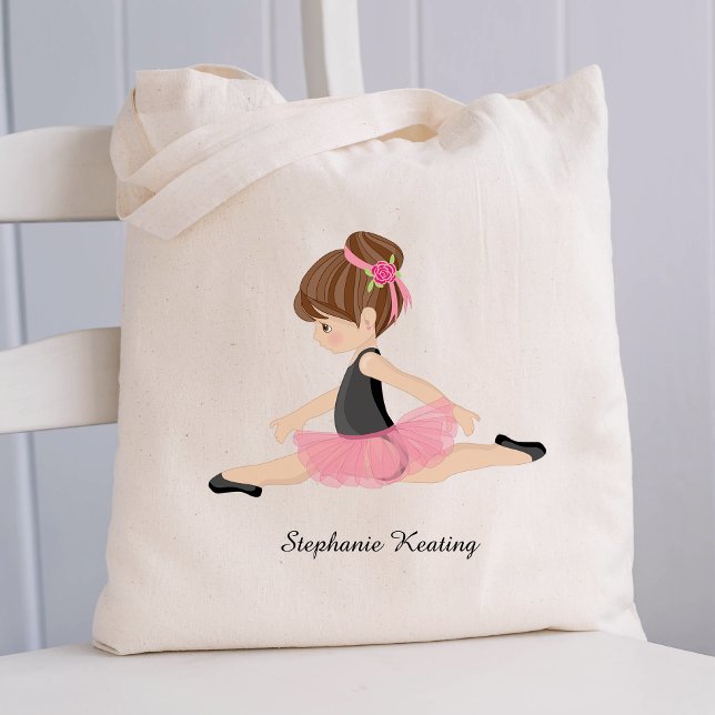 Tote Bag Brunette Ballerina personnalisée en rose (Créateur téléchargé)
