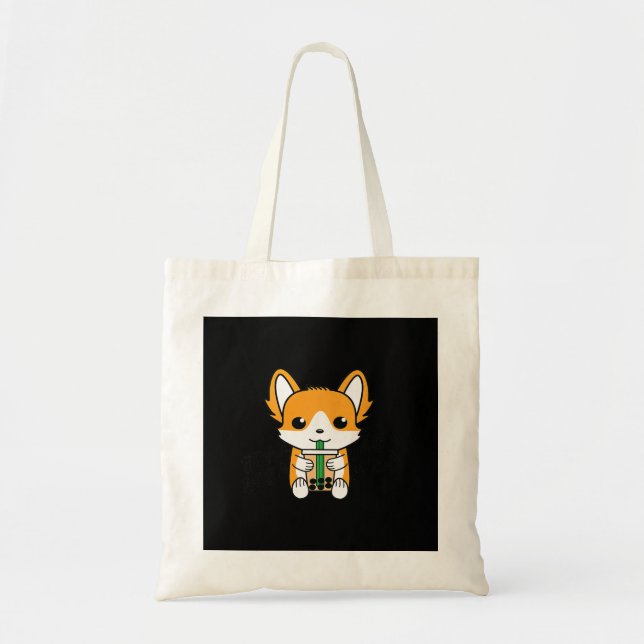 Tote Bag Buble Tea Boba Corgi Premium (Devant)