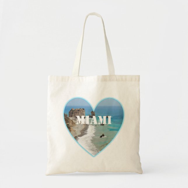 Tote Bag Budget Fourre-tout de coeur de Miami Beach (Devant)