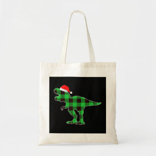 Tote Bag Buffalo Plaid Dinosaure Vert T Rex Funny Noël