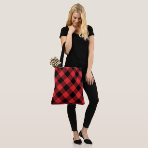 Tote Bag Buffalo Plaid Red Black Check