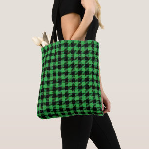 TOTE BAG BUFFALO VERT ET ROUGE CLAIR PLAID