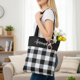Tote Bag Buffle noir et blanc plaqué personnalisé
