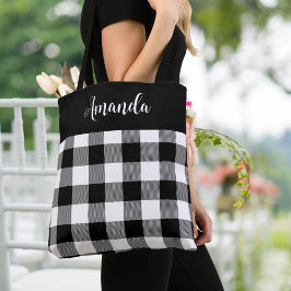 Tote Bag Buffle noir et blanc plaqué personnalisé