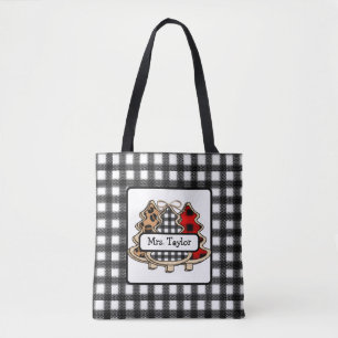 Tote Bag Buffle personnalisé Plaid Pays Arbres de Noël
