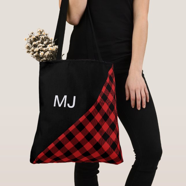 Tote Bag Buffle rouge/noir personnalisé plaqué (De près)