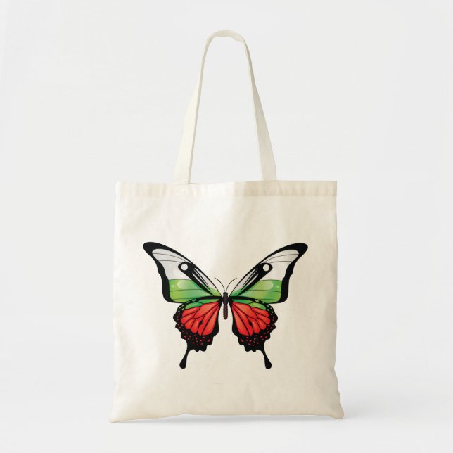 Tote Bag Bulgarie Sticker à drapeau à papillon noir (Devant)