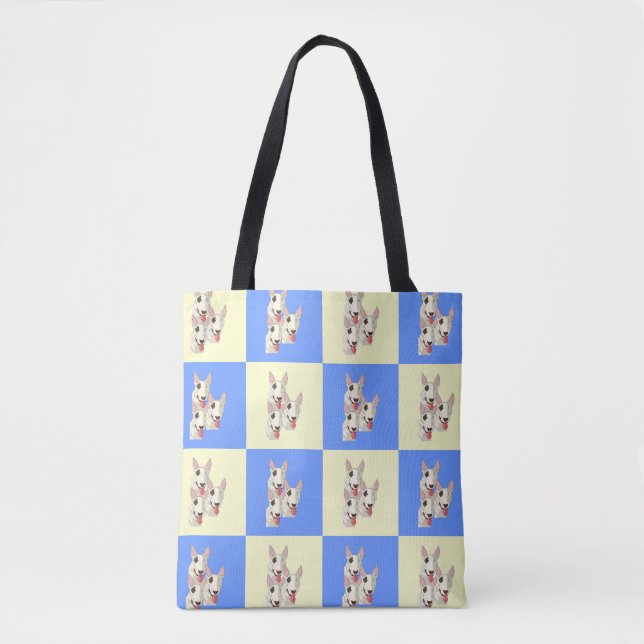 Tote Bag Bull Terrier À damiers Fourre-tout (Devant)