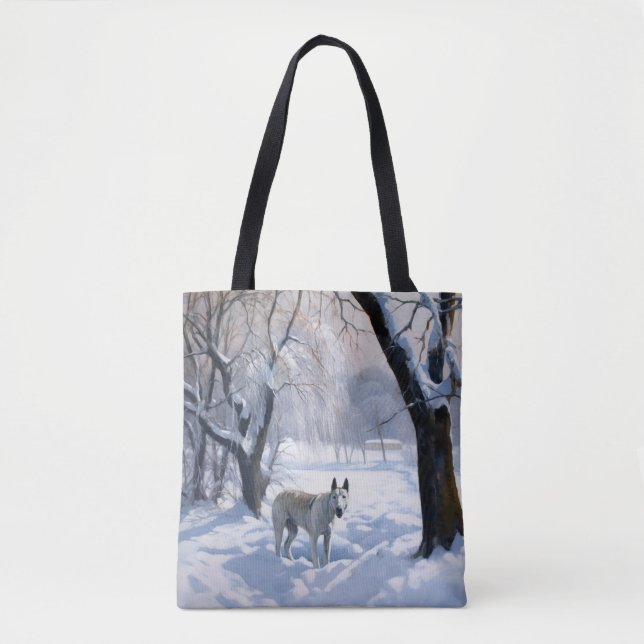 Tote Bag Bull Terrier Laisser neiger Noël (Devant)