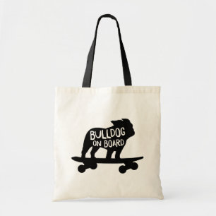 Tote Bag Bulldog à bord   Chien de Skateboard Silhouette