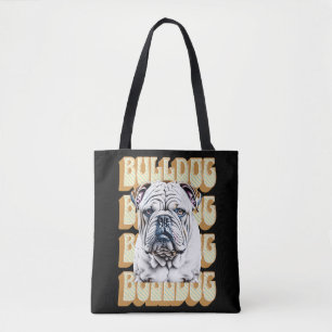 Tote Bag Bulldog anglais avec police rétro