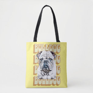 Tote Bag Bulldog anglais avec police rétro