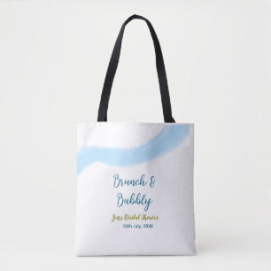 Tote Bag Bulle d'aquarelle dorée bleue et thème de mariage 