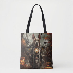 Tote Bag Bulle Terrier Riding Moto Halloween effrayant