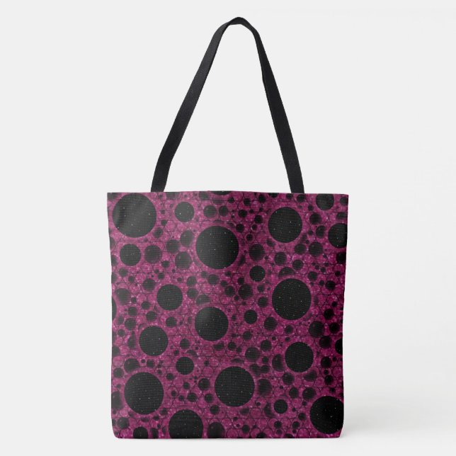 Tote Bag Bulles d'espace tachetées - Paillettes Fuschia (Devant)