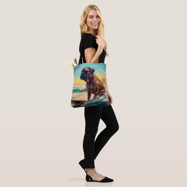 Tote Bag Bullmastiff Beach Surfing Peinture (Sur le modèle)