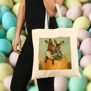 Tote Bag Bunnies de Pâques Victoriennes vintages dans un oe