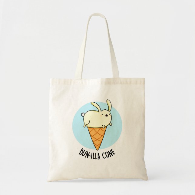 Tote Bag Bunnilla Cone Funny Bunny Vanilla Pun crème glacée (Devant)