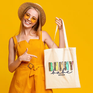 Tote Bag Bunny Baby Typographie moderne de Pâques Personnal