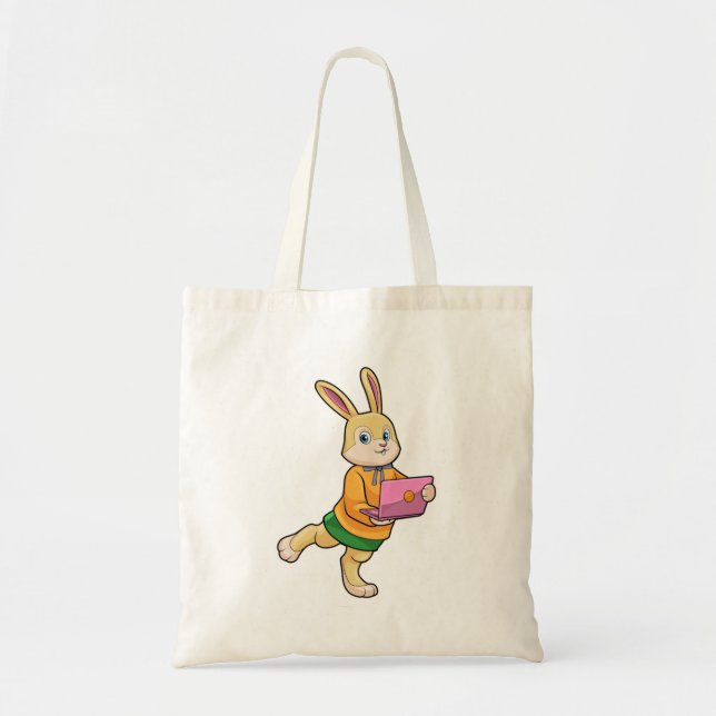 Tote Bag Bunny comme secrétaire avec ordinateur portable (Devant)