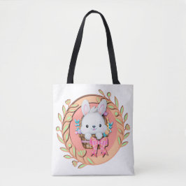Tote Bag Bunny Fluffy assis dans le panier de Pâques Concep