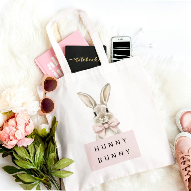 Tote Bag Bunny Pastel "Bunny Hunny Bunny" mignonne Pâques (Créateur téléchargé)