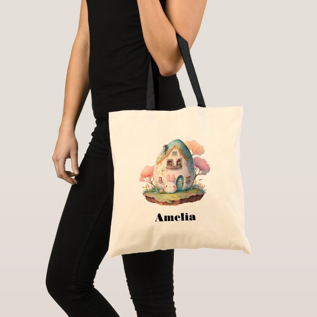 Tote Bag Bunny Rose & Oeuf Formé Maison Kawaii Style (Devant (produit))