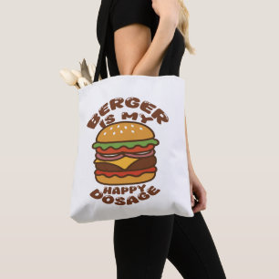 Tote Bag Burger est mon heureux dosage vintage