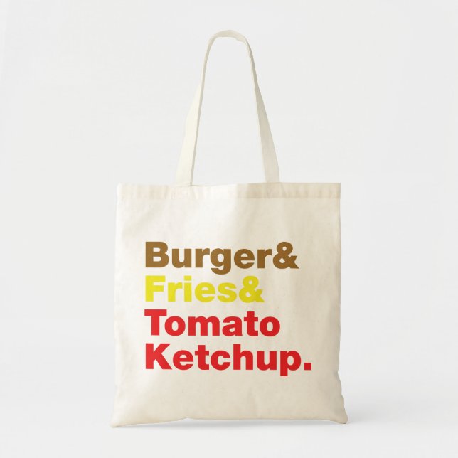 Tote Bag Burger & Fries & Tomato Ketchup. (Devant)