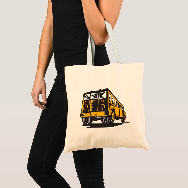 Tote Bag Bus scolaire Retro Vintage Jaune (Créateur téléchargé)