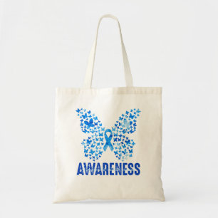 Tote Bag Butterfly ALS Awareness Month Blue Ribbon Support