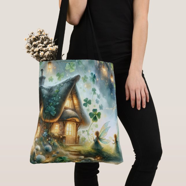 Tote Bag Cabane de fée du trèfle lumineuse (De près)