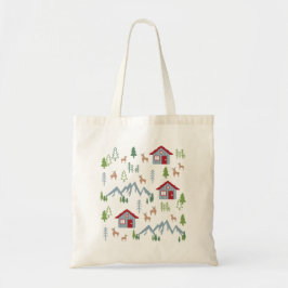 Tote Bag Cabine de la forêt de cerfs de nuit d'hiver II
