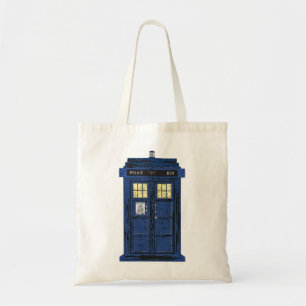 Tote Bag Cabine téléphonique publique de police bleue -