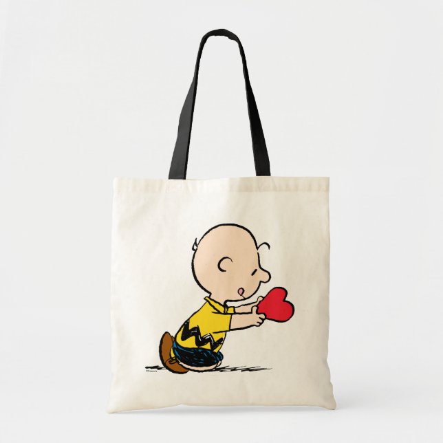 Tote Bag cacahuètes | Saint Valentin Charlie Coeur rouge Br (Devant)