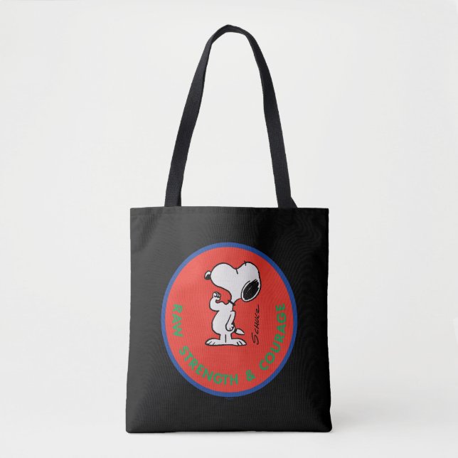 Tote Bag cacahuètes | Snoopy Raw Force & Courage Badge (Devant)