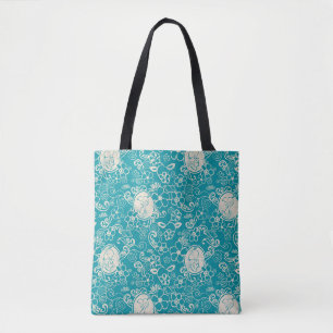 Tote Bag cacahuètes   Snoopy Turquoise Tropical Beach Motif