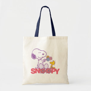 Tote Bag cacahuètes   Snoopy & Woodstock Flowers
