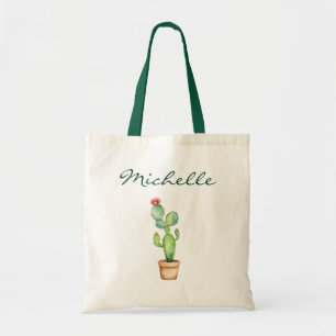 Tote Bag Cactus Aquarelle Moderne Cactées Désert Plante Gra